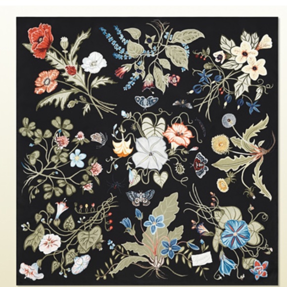 New Authentic Gucci Scarf Flora Knight Print Black Multicolor Silk Scarf… - Picture 1 of 16